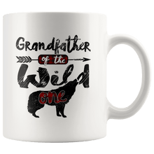 Load image into Gallery viewer, RobustCreative-Strong Grandfather of the Wild One Wolf 1st Birthday - 11oz White Mug red black plaid pajamas Gift Idea
