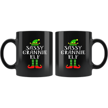 Load image into Gallery viewer, RobustCreative-Im The Sassy Grannie Elf Family Matching Outfits PJ - 11oz Black Mug Christmas group green pjs costume Gift Idea
