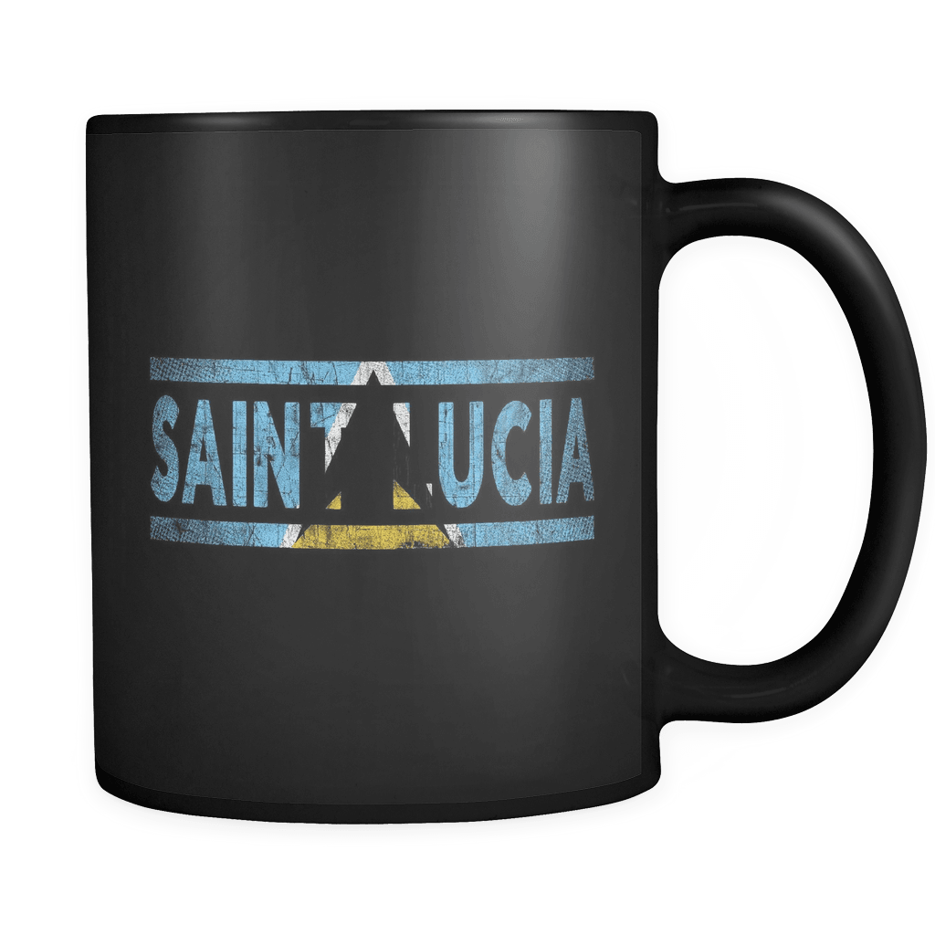 RobustCreative-Retro Vintage Flag Saint Lucian Saint Lucia 11oz Black Coffee Mug ~ Both Sides Printed