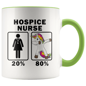 RobustCreative-Hospice Nurse Dabbing Unicorn 80 20 Principle Superhero Girl Womens - 11oz Accent Mug Medical Personnel Gift Idea