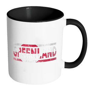 RobustCreative-Retro Vintage Flag Greenlander Greenland 11oz Black & White Coffee Mug ~ Both Sides Printed