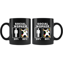 Load image into Gallery viewer, RobustCreative-Social Worker Dabbing Unicorn 80 20 Principle Graduation Gift Mens - 11oz Black Mug Medical Personnel Gift Idea
