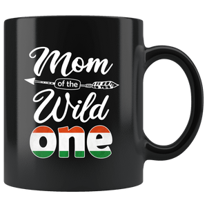 RobustCreative-Hungarian Mom of the Wild One Birthday Hungary Flag Black 11oz Mug Gift Idea