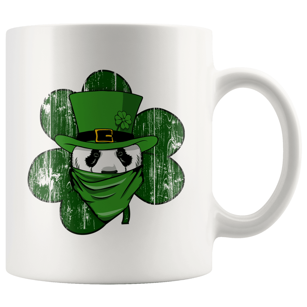 RobustCreative-Panda St Patricks Day Irish Bandana Vintage Shamrock - 11oz White Mug lucky paddys pattys day Gift