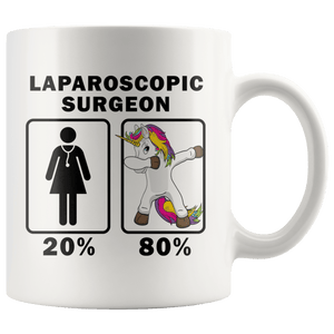 RobustCreative-Laparoscopic Surgeon Dabbing Unicorn 80 20 Principle Superhero Girl Womens - 11oz White Mug Medical Personnel Gift Idea