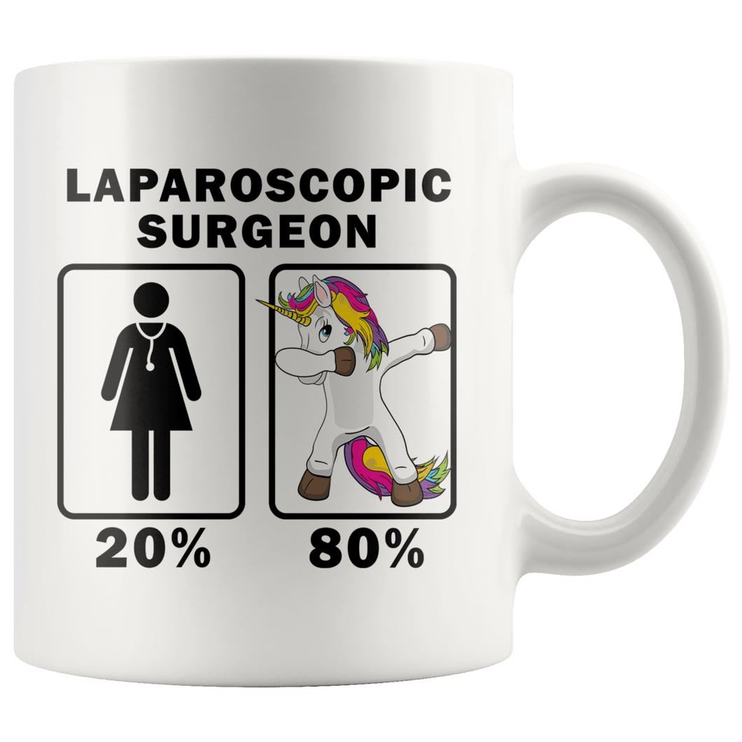 RobustCreative-Laparoscopic Surgeon Dabbing Unicorn 80 20 Principle Superhero Girl Womens - 11oz White Mug Medical Personnel Gift Idea