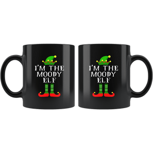 RobustCreative-Im The Moody Elf Matching Family Christmas - 11oz Black Mug Christmas group green pjs costume Gift Idea