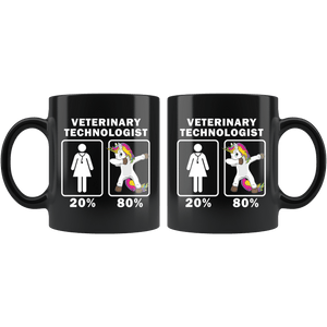 RobustCreative-Veterinary Technologist Dabbing Unicorn 80 20 Principle Superhero Girl Womens - 11oz Black Mug Medical Personnel Gift Idea