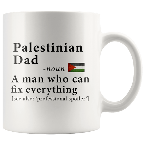 RobustCreative-Palestinian Dad Definition Palestine Flag Fathers Day - 11oz White Mug family reunion gifts Gift Idea
