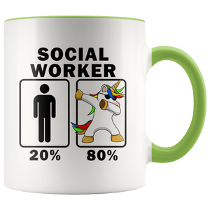 RobustCreative-Social Worker Dabbing Unicorn 80 20 Principle Graduation Gift Mens - 11oz Accent Mug Medical Personnel Gift Idea