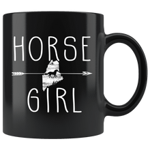 Load image into Gallery viewer, RobustCreative-Maine Horse Girl Gifts Mainer Shape Country for women - 11oz Black Mug Racing Lover Gift Idea
