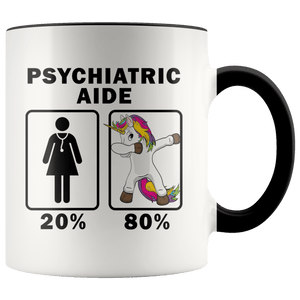 RobustCreative-Psychiatric Aide Dabbing Unicorn 80 20 Principle Superhero Girl Womens - 11oz Accent Mug Medical Personnel Gift Idea