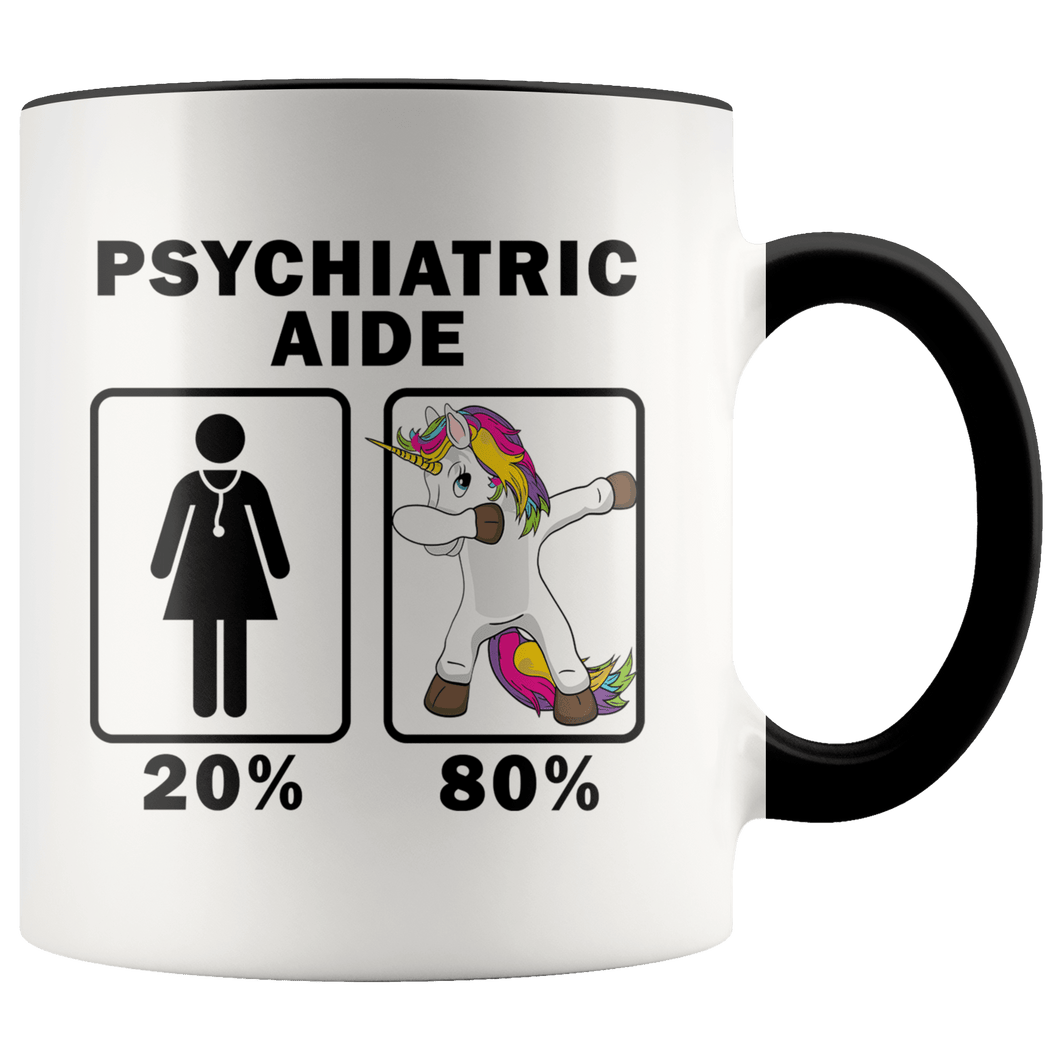 RobustCreative-Psychiatric Aide Dabbing Unicorn 80 20 Principle Superhero Girl Womens - 11oz Accent Mug Medical Personnel Gift Idea