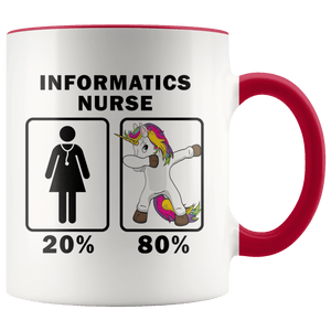 RobustCreative-Informatics Nurse Dabbing Unicorn 80 20 Principle Superhero Girl Womens - 11oz Accent Mug Medical Personnel Gift Idea