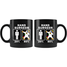 Load image into Gallery viewer, RobustCreative-Hand Surgeon Dabbing Unicorn 80 20 Principle Graduation Gift Mens - 11oz Black Mug Medical Personnel Gift Idea
