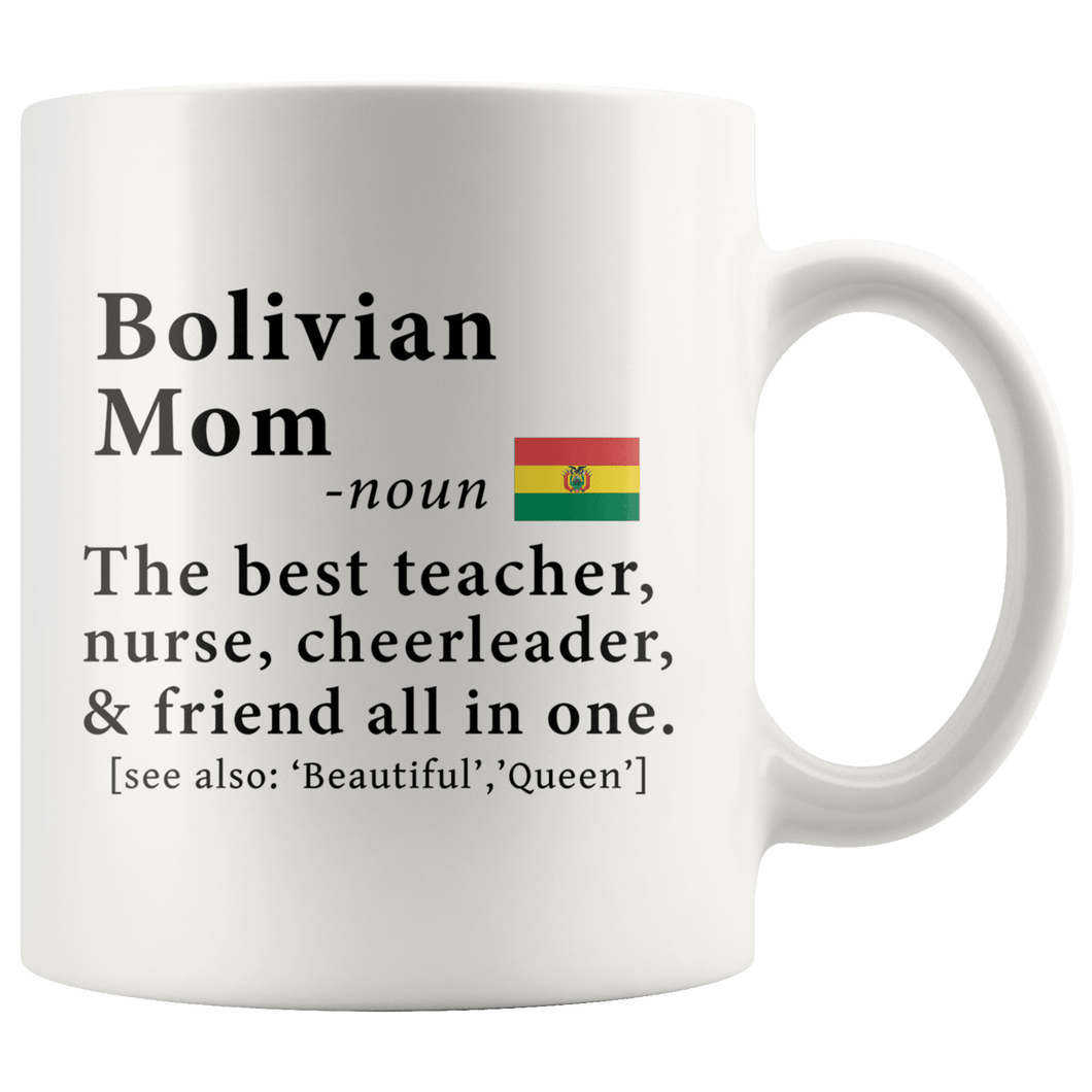 RobustCreative-Bolivian Mom Definition Bolivia Flag Mothers Day - 11oz White Mug family reunion gifts Gift Idea