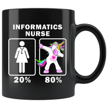 Load image into Gallery viewer, RobustCreative-Informatics Nurse Dabbing Unicorn 20 80 Principle Superhero Girl Womens - 11oz Black Mug Medical Personnel Gift Idea
