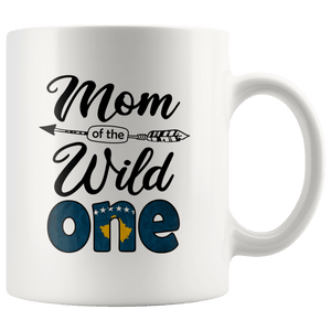 RobustCreative-Kosovan Mom of the Wild One Birthday Kosovo Flag White 11oz Mug Gift Idea