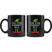 Load image into Gallery viewer, RobustCreative-Im The Funny Elf Matching Family Christmas - 11oz Black Mug Christmas group green pjs costume Gift Idea
