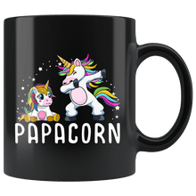 Load image into Gallery viewer, RobustCreative-Papacorn Dabbing Unicorn Dad And Baby Fathers Day Party Black 11oz Mug Gift Idea
