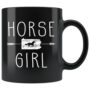 RobustCreative-Pennsylvania Horse Girl Gifts Pennsylvanian Shape Country for women - 11oz Black Mug Racing Lover Gift Idea