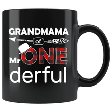 Load image into Gallery viewer, RobustCreative-Grandmama of Mr Onederful  1st Birthday Buffalo Plaid Black 11oz Mug Gift Idea
