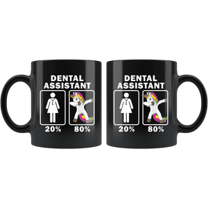 RobustCreative-Dental Assistant Dabbing Unicorn 80 20 Principle Superhero Girl Womens - 11oz Black Mug Medical Personnel Gift Idea