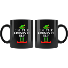 Load image into Gallery viewer, RobustCreative-Im The Grandson Elf Matching Family Christmas - 11oz Black Mug Christmas group green pjs costume Gift Idea
