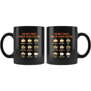 RobustCreative-Ok But First Coffee Funny Coworker Saying Gift Idea - 11oz Black Mug barista coffee maker Gift Idea