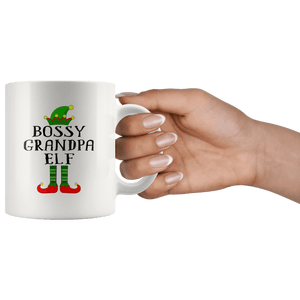 RobustCreative-Im The Bossy Grandpa Elf Family Matching Outfits PJ - 11oz White Mug Christmas group green pjs costume Gift Idea