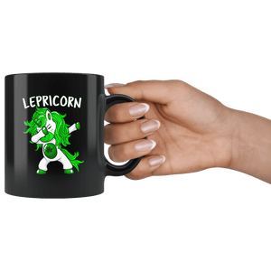 RobustCreative-Lepricorn Dabbing Unicorn Leprechaun St Pattys Day - 11oz Black Mug lucky paddys pattys day Gift Idea
