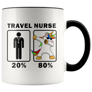 RobustCreative-Travel Nurse Dabbing Unicorn 80 20 Principle Graduation Gift Mens - 11oz Accent Mug Medical Personnel Gift Idea