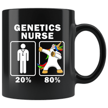 Load image into Gallery viewer, RobustCreative-Genetics Nurse Dabbing Unicorn 80 20 Principle Graduation Gift Mens - 11oz Black Mug Medical Personnel Gift Idea
