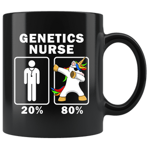 RobustCreative-Genetics Nurse Dabbing Unicorn 80 20 Principle Graduation Gift Mens - 11oz Black Mug Medical Personnel Gift Idea