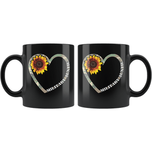 RobustCreative-Military Auntie Heart Sunflower Camo Tactical Gear - Military Family 11oz Black Mug Active Component on Duty support troops Gift Idea - Both Sides Printed