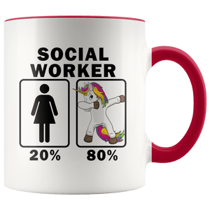 RobustCreative-Social Worker Dabbing Unicorn 80 20 Principle Superhero Girl Womens - 11oz Accent Mug Medical Personnel Gift Idea