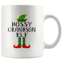 Load image into Gallery viewer, RobustCreative-Im The Bossy Grandson Elf Family Matching Outfits PJ - 11oz White Mug Christmas group green pjs costume Gift Idea
