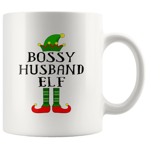 RobustCreative-Im The Bossy Husband Elf Family Matching Outfits PJ - 11oz White Mug Christmas group green pjs costume Gift Idea