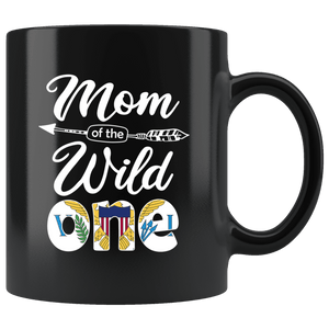 RobustCreative-Virgin Islander Mom of the Wild One Birthday US Virgin Islands Flag Black 11oz Mug Gift Idea