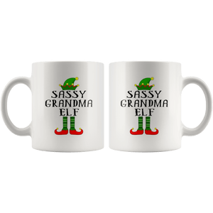 RobustCreative-Im The Sassy Grandma Elf Family Matching Outfits PJ - 11oz White Mug Christmas group green pjs costume Gift Idea