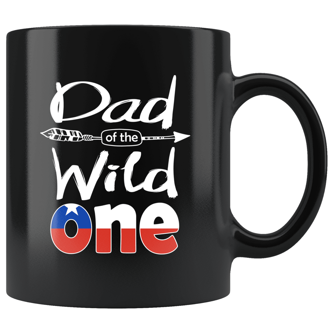 RobustCreative-Chilean Dad of the Wild One Birthday Chile Flag Black 11oz Mug Gift Idea