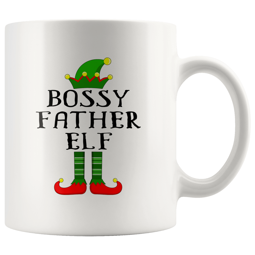 RobustCreative-Im The Bossy Father Elf Family Matching Outfits PJ - 11oz White Mug Christmas group green pjs costume Gift Idea