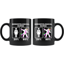 Load image into Gallery viewer, RobustCreative-Gerontological Nurse Dabbing Unicorn 20 80 Principle Superhero Girl Womens - 11oz Black Mug Medical Personnel Gift Idea
