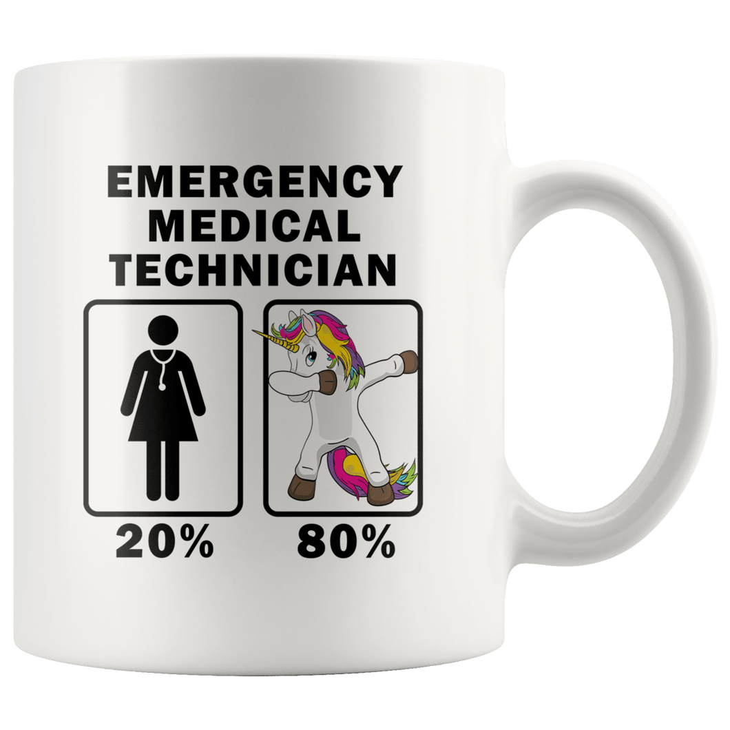 RobustCreative-Emergency Medical Technician Dabbing Unicorn 80 20 Principle Superhero Girl Womens - 11oz White Mug Medical Personnel Gift Idea