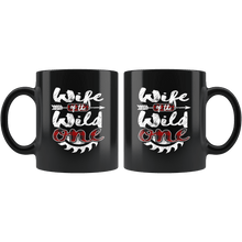 Load image into Gallery viewer, RobustCreative-Wife of the Wild One Lumberjack Woodworker Sawdust Glitter - 11oz Black Mug measure once plaid pajamas Gift Idea
