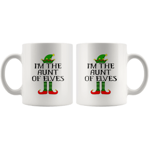 RobustCreative-Im The Aunt of Elves Family Matching Elf Outfits PJ - 11oz White Mug Christmas group green pjs costume Gift Idea