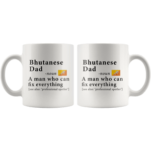 RobustCreative-Bhutanese Dad Definition Bhutan Flag Fathers Day - 11oz White Mug family reunion gifts Gift Idea