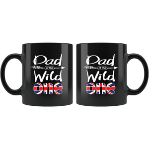 RobustCreative-British Dad of the Wild One Birthday Great Britain Flag Black 11oz Mug Gift Idea