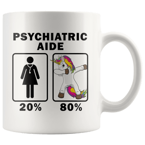 RobustCreative-Psychiatric Aide Dabbing Unicorn 80 20 Principle Superhero Girl Womens - 11oz White Mug Medical Personnel Gift Idea