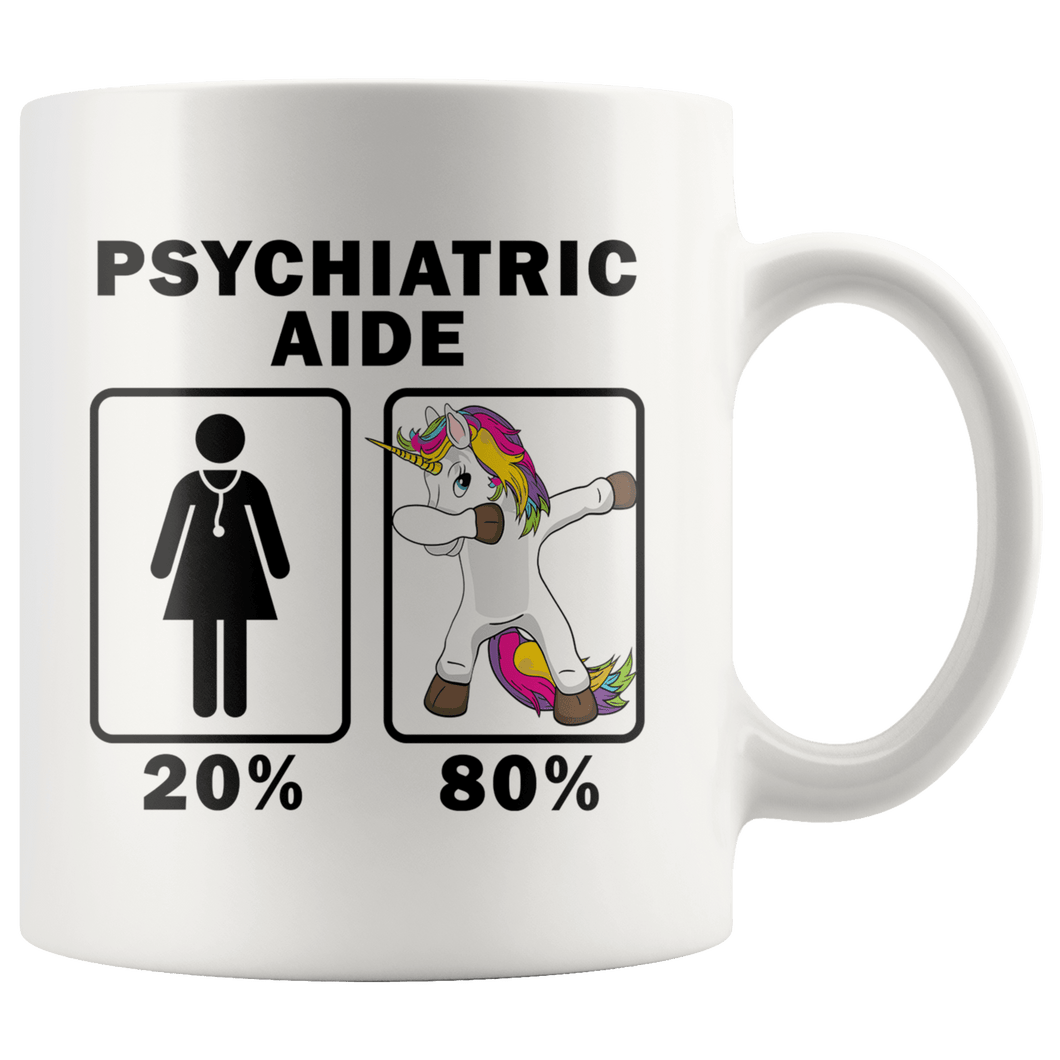 RobustCreative-Psychiatric Aide Dabbing Unicorn 80 20 Principle Superhero Girl Womens - 11oz White Mug Medical Personnel Gift Idea